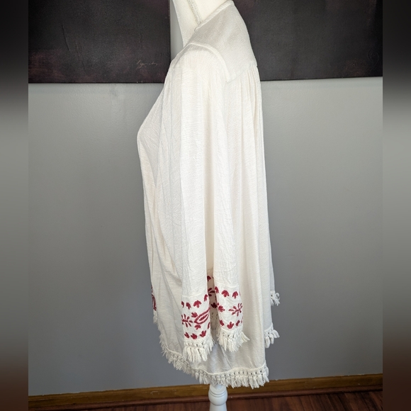 White and red boho cardigan - Picture 6 of 10